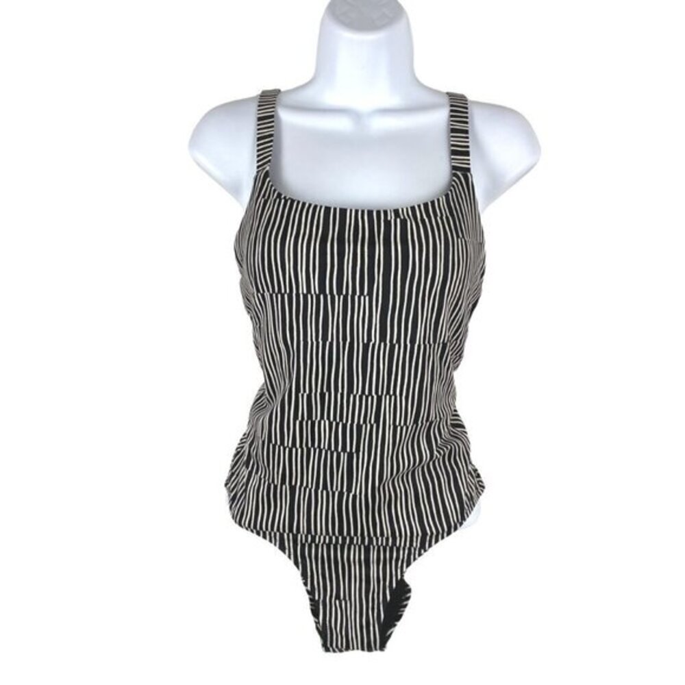 Athleta Hermosa One Piece Swimsuit Black White Striped Women's XS - Picture 3 of 9